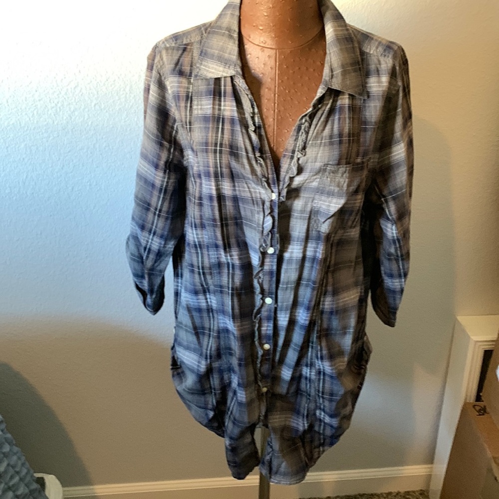 Rubbish plaid button down shirt